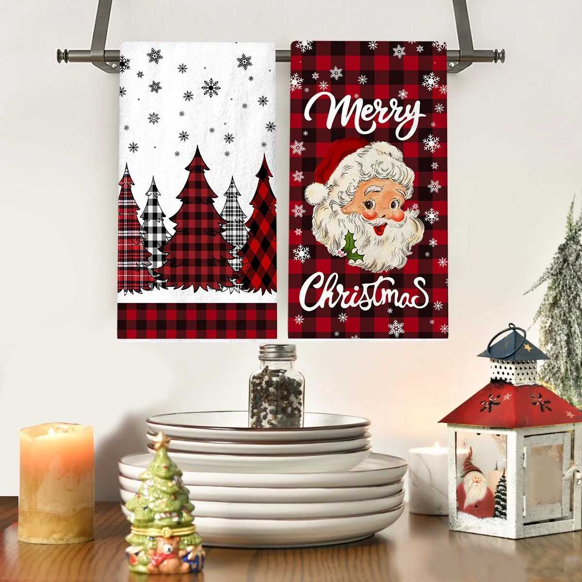 2pcs Christmas Kitchen Towels Merry Christmas Decoration 2025 Xmas Santa Claus Dish Towel Navidad Natal Gifts New Year 2026M251111