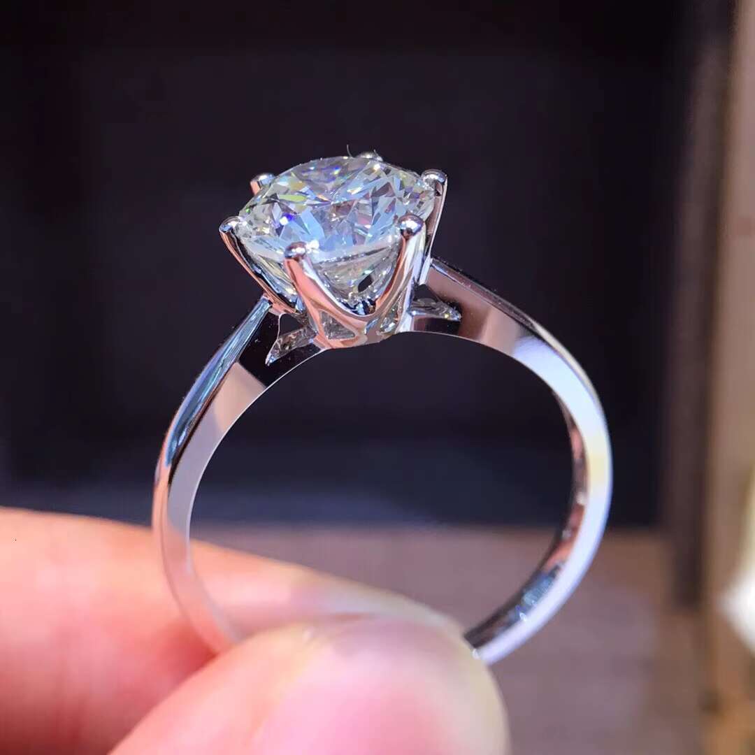 Fine Bling Jewelry 3ct Round Cut VVS Moissanite Ring Large Diamond Sterling Silver 925 Women Ring for Engagement