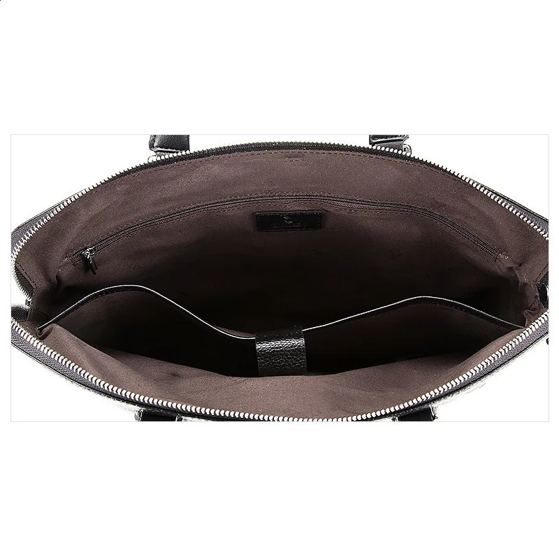 Black leather laptop bag mens leather briefcase multifunctional business mens handbag or sling bag 250410