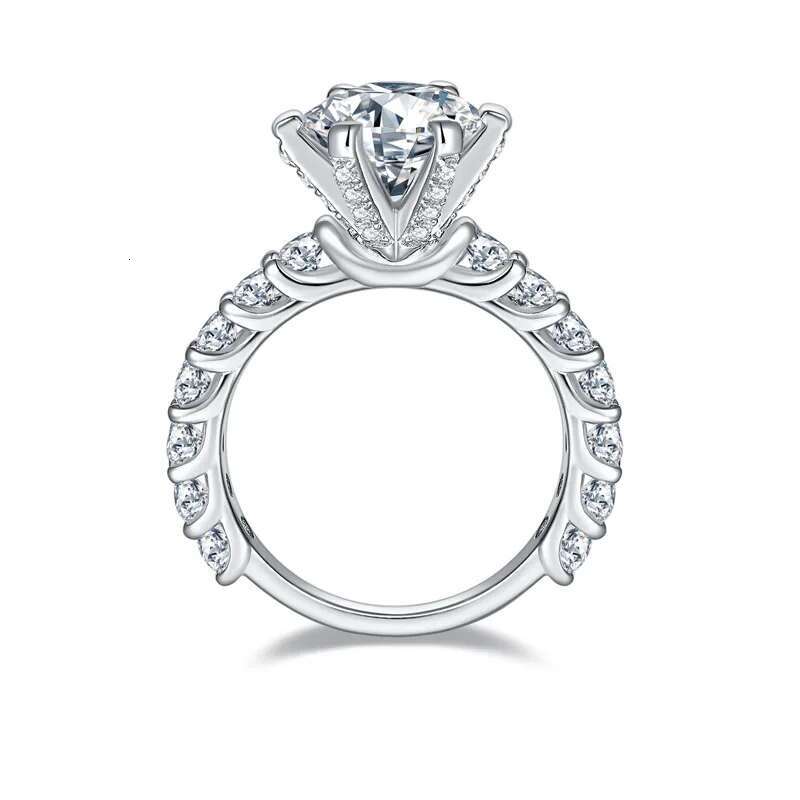 3CT Moissanite Diamond D Color VVS Ladys Round Womens Ring S925 Sliver Plated 18K Gold Luxuary Fine Jewerly Moissanite Rings