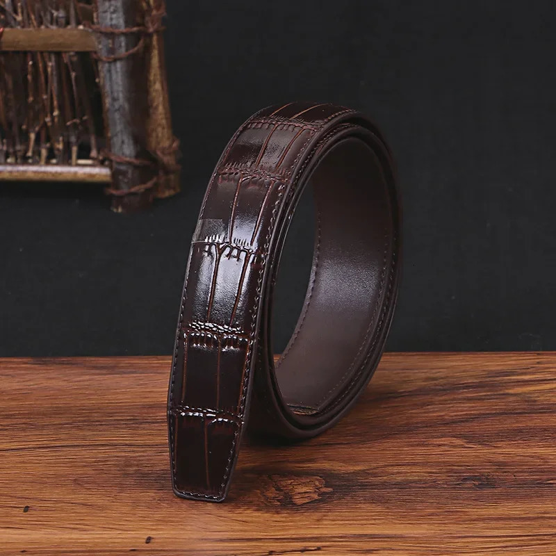 Brown Leather Pattern Mens Leather Belt n Fashion Casual Business People Suit Jeans Automatic Buckle Belt 251031