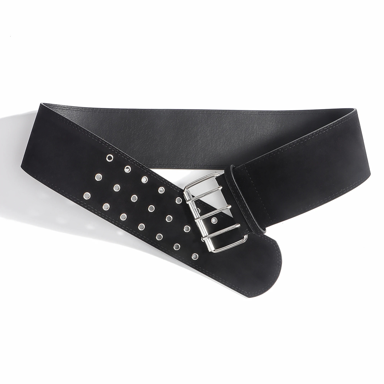 trendy retro punk street girl three-button suede belt decoration skirt and pants waistband 251110