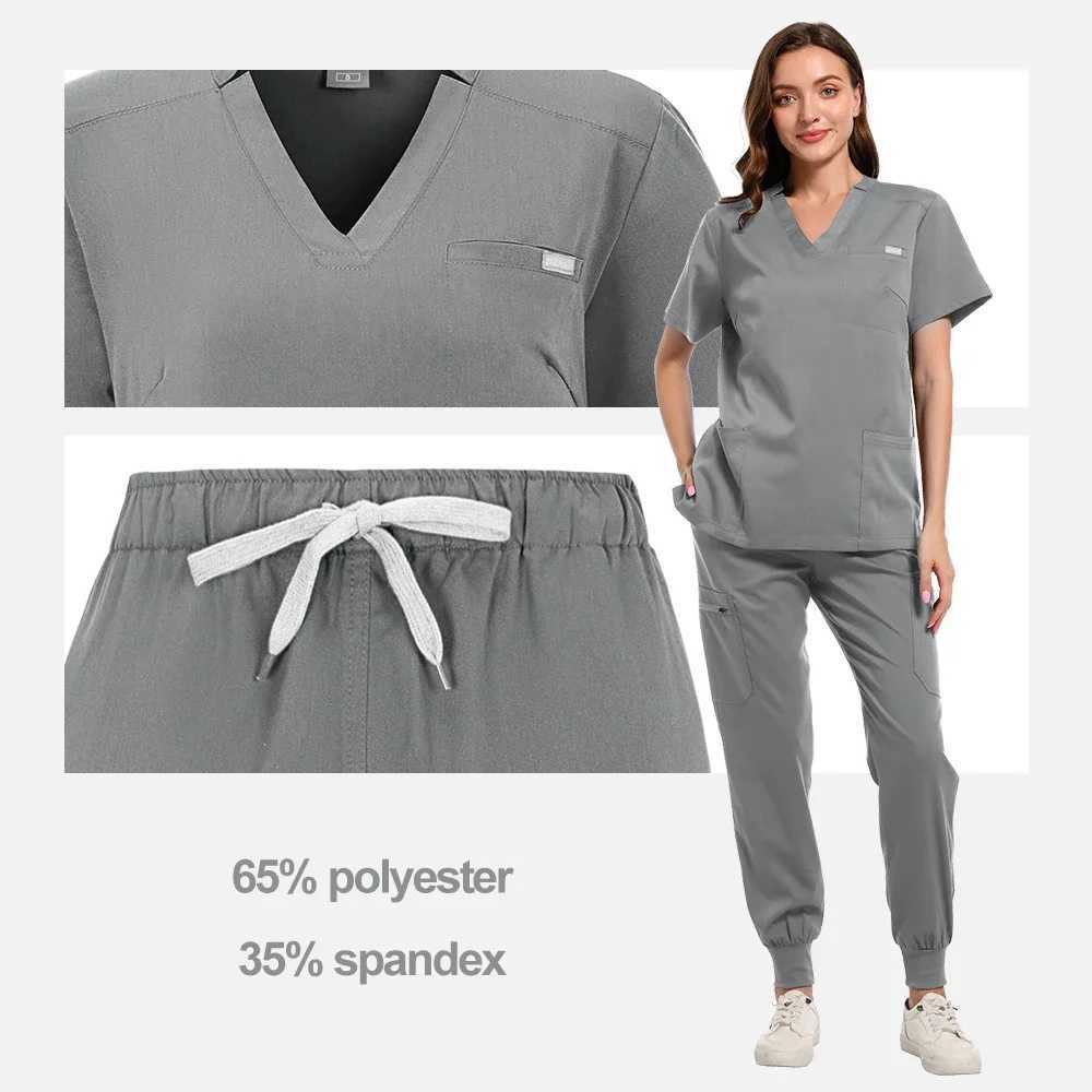 Scrubs Medical Uniforms Lab Set Female Dental Clinic Doctor Overalls Hospital V-neck Tops Jogger Pant Pharmacy Clothes X250410