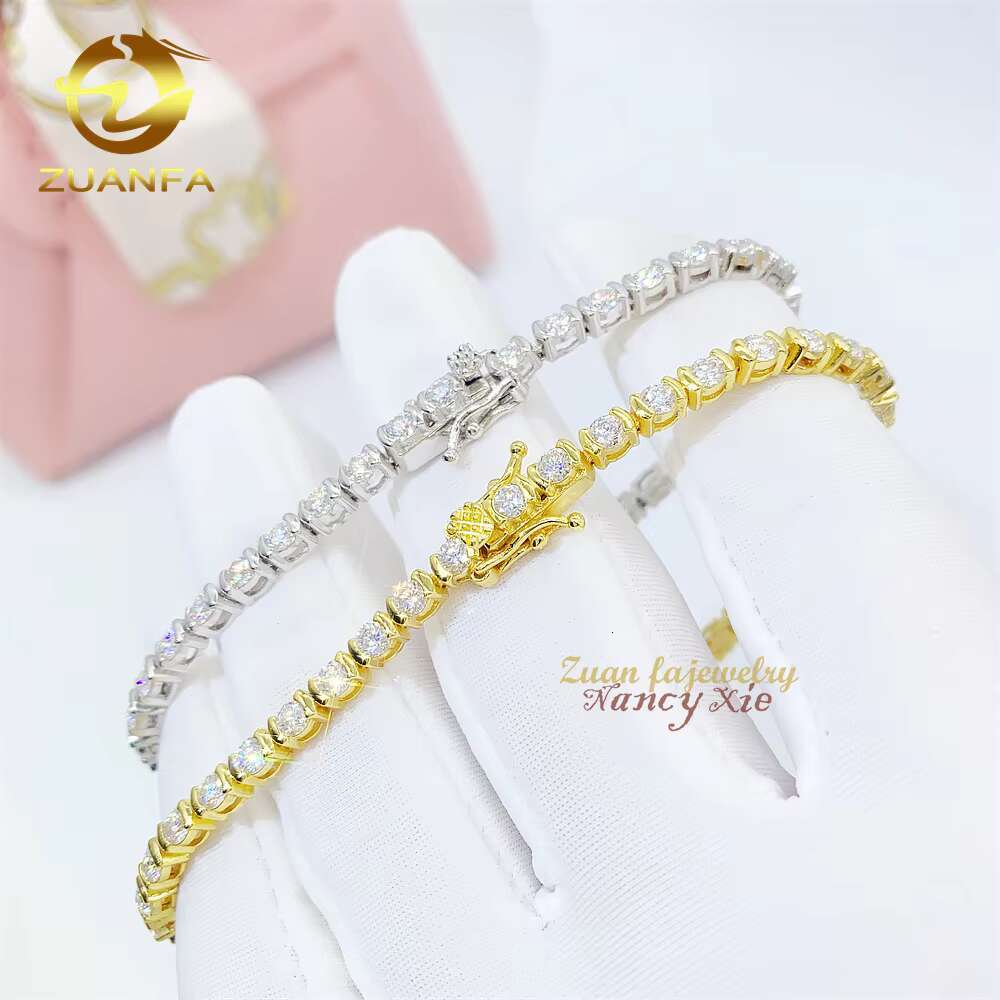 Moissanite Iced Out Jewelry 925 Sterling Silver Diamond Gemstone Bracelet Custom Moissanite Charm Tennis Bracelet Women