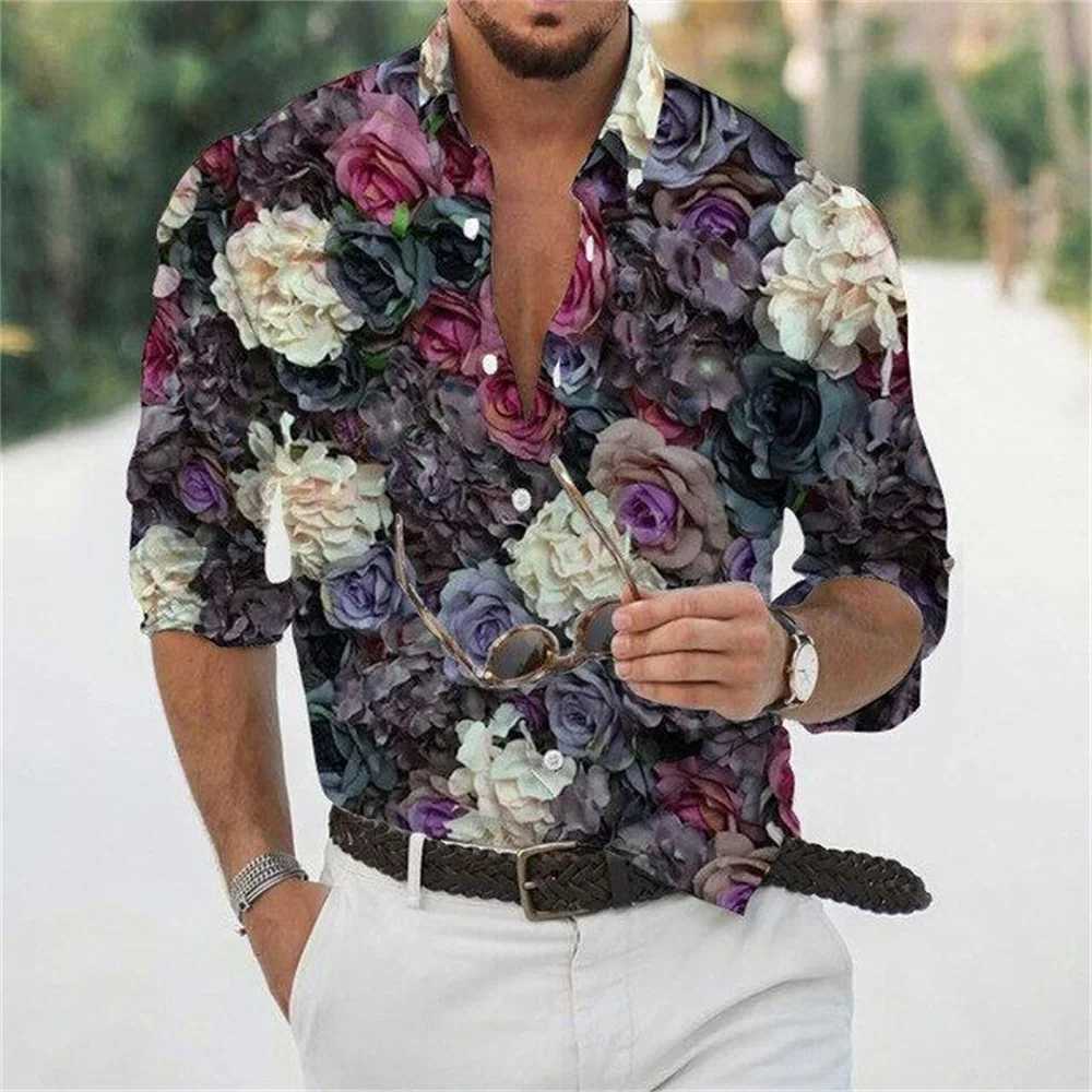 Mens Long Sleeve Shirt Casual All-match Fashion Street Mens Shirt Lapel Single-breasted Long Sleeve Top Mens Clothing K251110