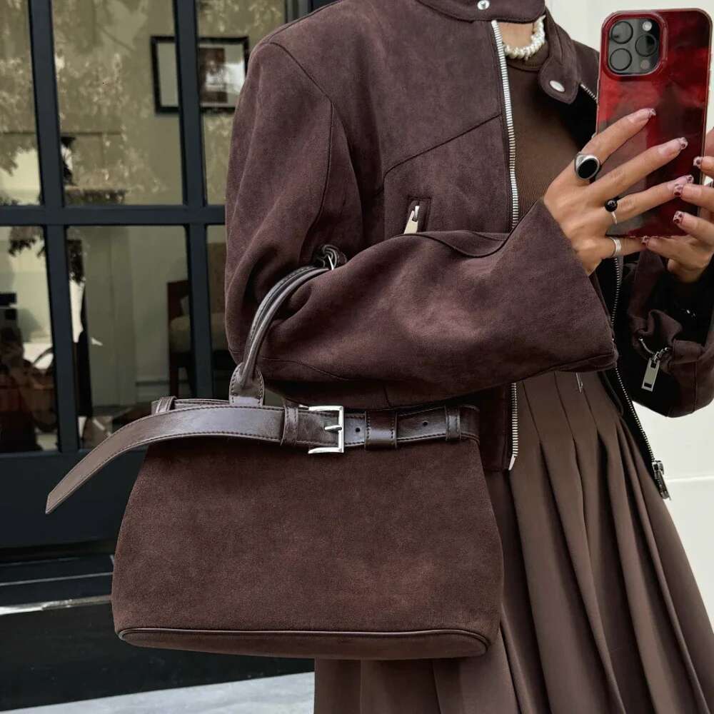 Motingsome Warm Winter Bags Woman Fashionable Handbag Natural Suede Genuine Leather Shoulder Purse Daily Bag 2025 New