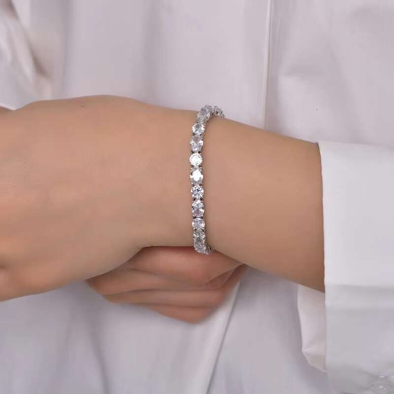 Bracciali 18 Karat White Gold Tennis Bracelet Moissonite Tennis Bracelet AAA CZ Pure Silver Tennis Bracelet