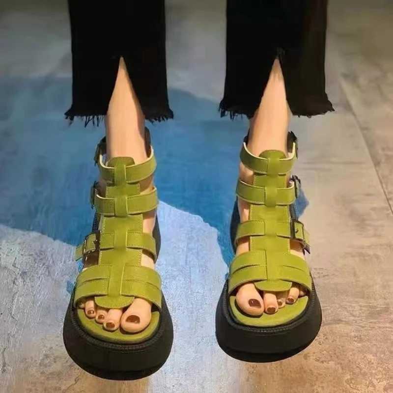 Thick Heel Womens Sandals Womens New Hollow Open Toe Fi Casual Sandals Womens Designer Flat Roman Shoes Summer 2025XJ250410