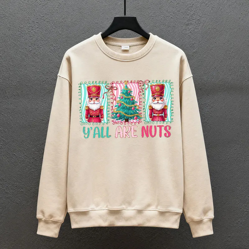 Funny Nutcracker Merry Christmas Sweatshirts Coquette Preppy Christmas Trees Hoody Xmas Sublimation Keep Warm Tracksuit Pullover 251105