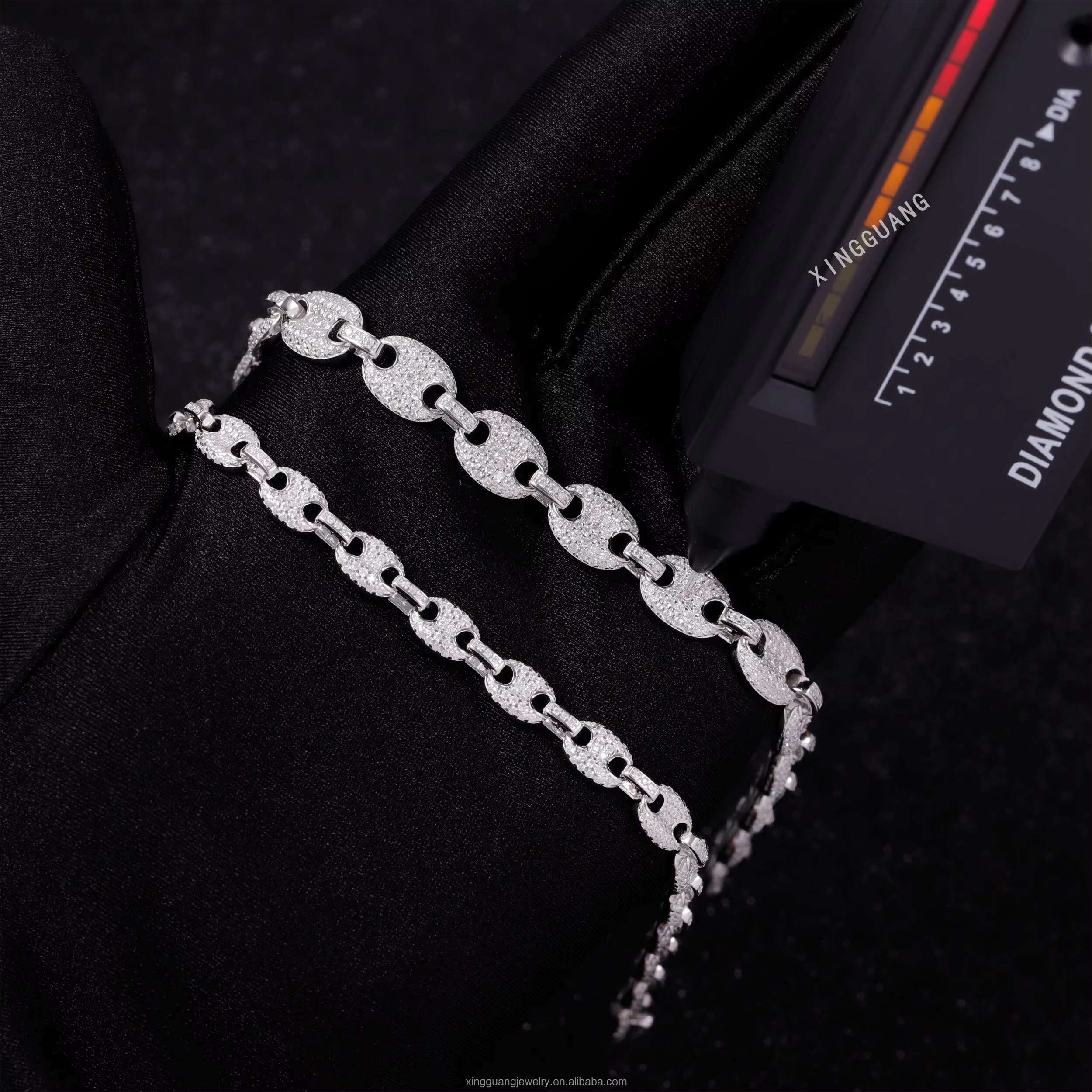 Hip Hop 6mm 8mm Wide Bracelet S925 Silver 18K Gold Plated VVS Moissanite Diamond Bracelet with GRA Certificate
