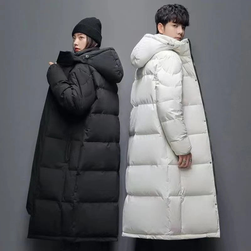 Unisex Long Winter Cotton Coat Thickened Puffer Jacket for Men Women Art Exam Warm Oversized Parka 251106