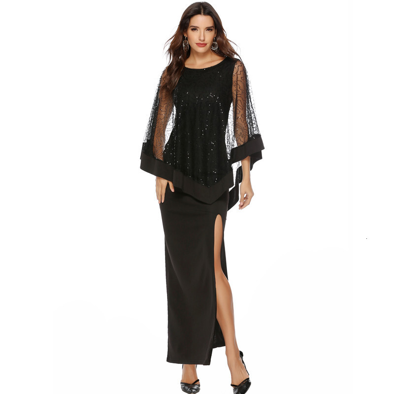 New dress with sequin splicing, high waist slim fit, two piece long skirt