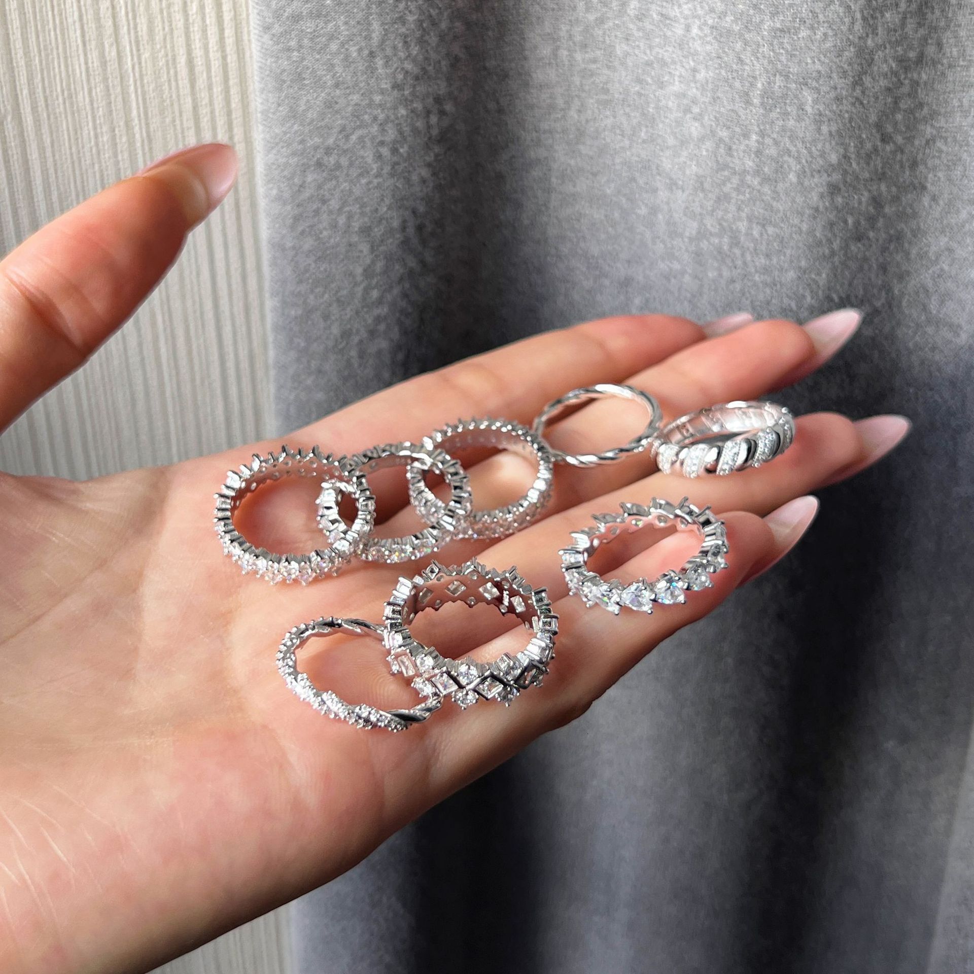 European And American Hot Selling S925 Designer Pure Silver Ring For Women With Diamond And Zircon Inlay Exquisite Multifunctional Wedding Women'