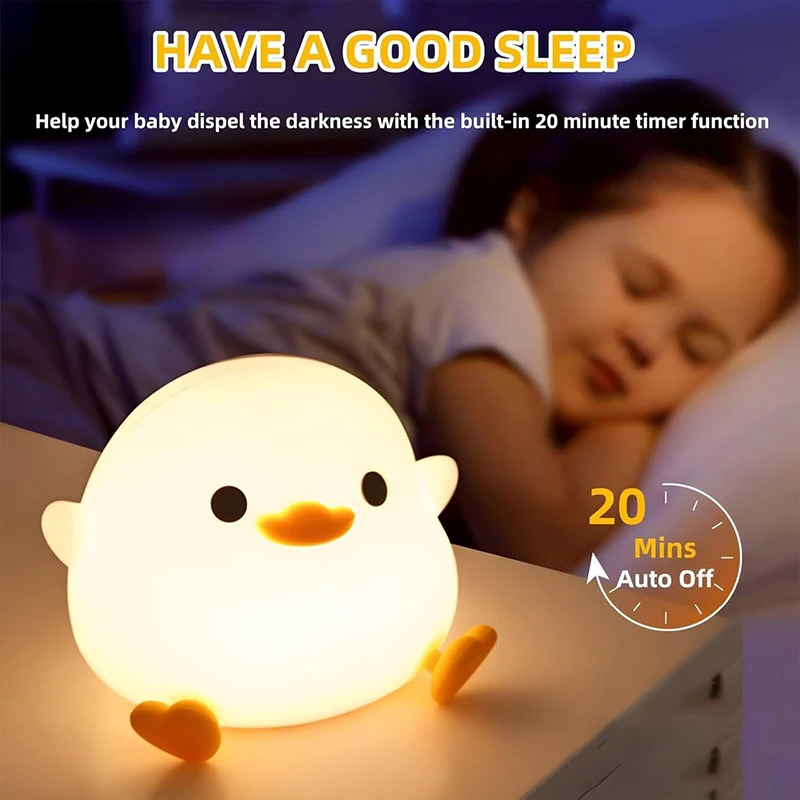 DoDo Duck Night Light Cute Duck Lamp Rechargeable Dimmable Nightlight Silicone LED Bedside Lamp Nursery Touch-Sensitive 250410