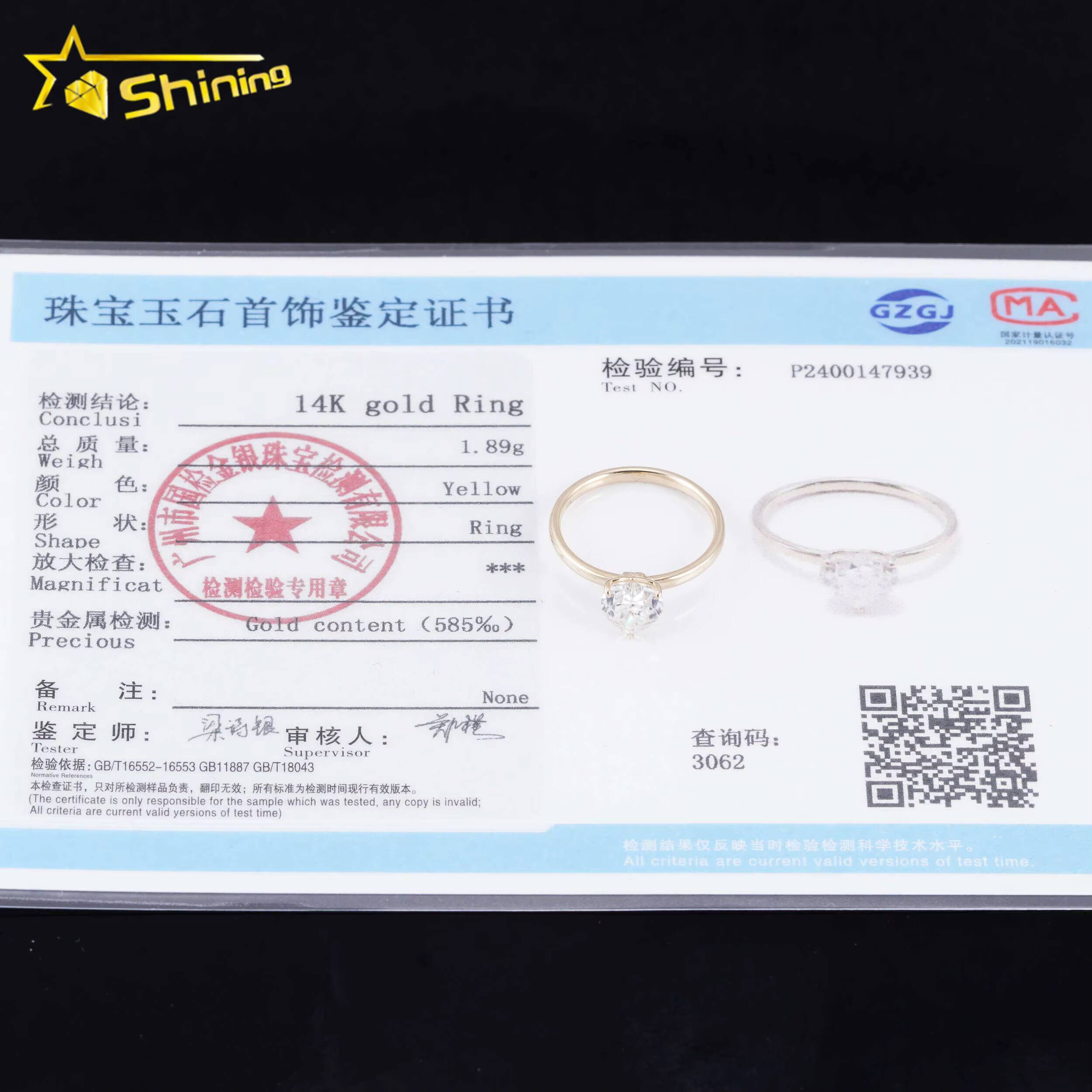 Shining 10K 14K Solid Real Gold Wedding Rings 1CT Heart VVS Moissanite Diamond Engagement Ring Women Finger Rings