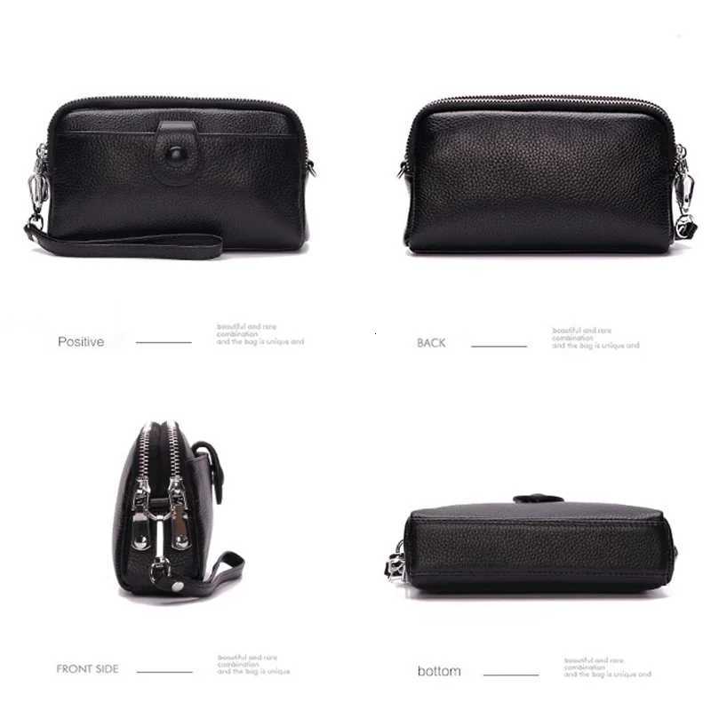 Genuine Leather women Long wallet Ladies Clutch Purses Double Deck Zipper Wrist Bag Female Sling bag chain Phone Crossbody bagsT251110