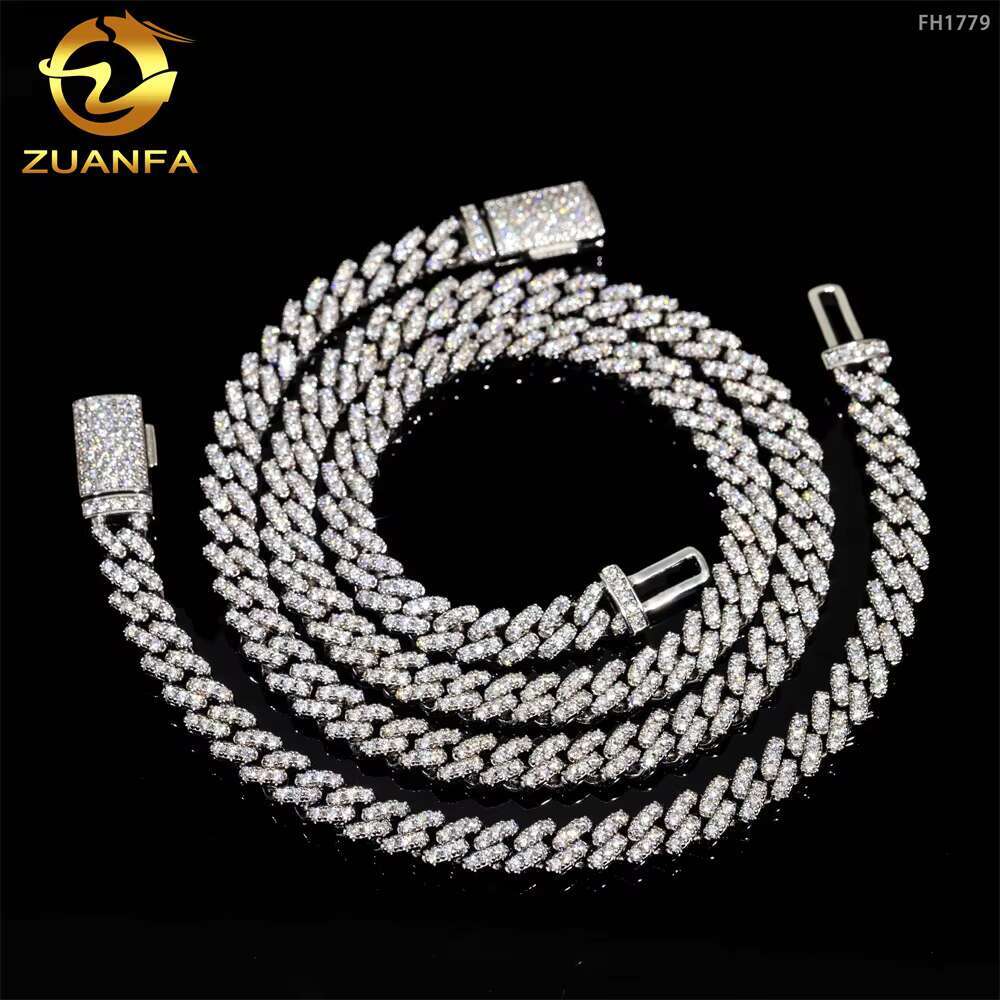 Pass Diamond Tester 6mm 925 Sterling Silver Hip Hop Iced Out Vvs Moissanite Diamond Cuban Link Chain