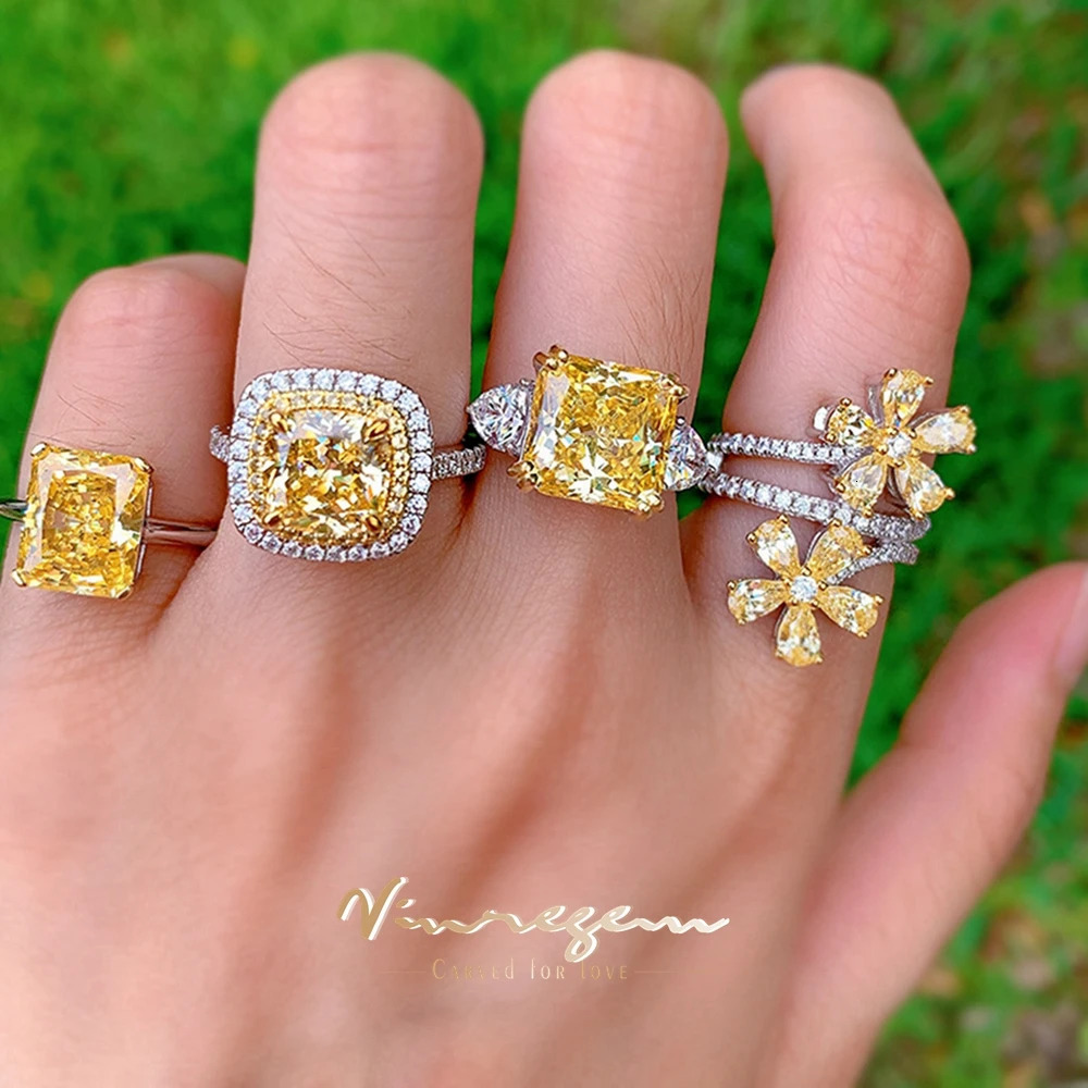 Vinregem Citrine High Carbon Diamonds Gemstone Elegant 100 925 Sterling Silver Fine Jewelry Ring for Women Anniversary Gifts 251107