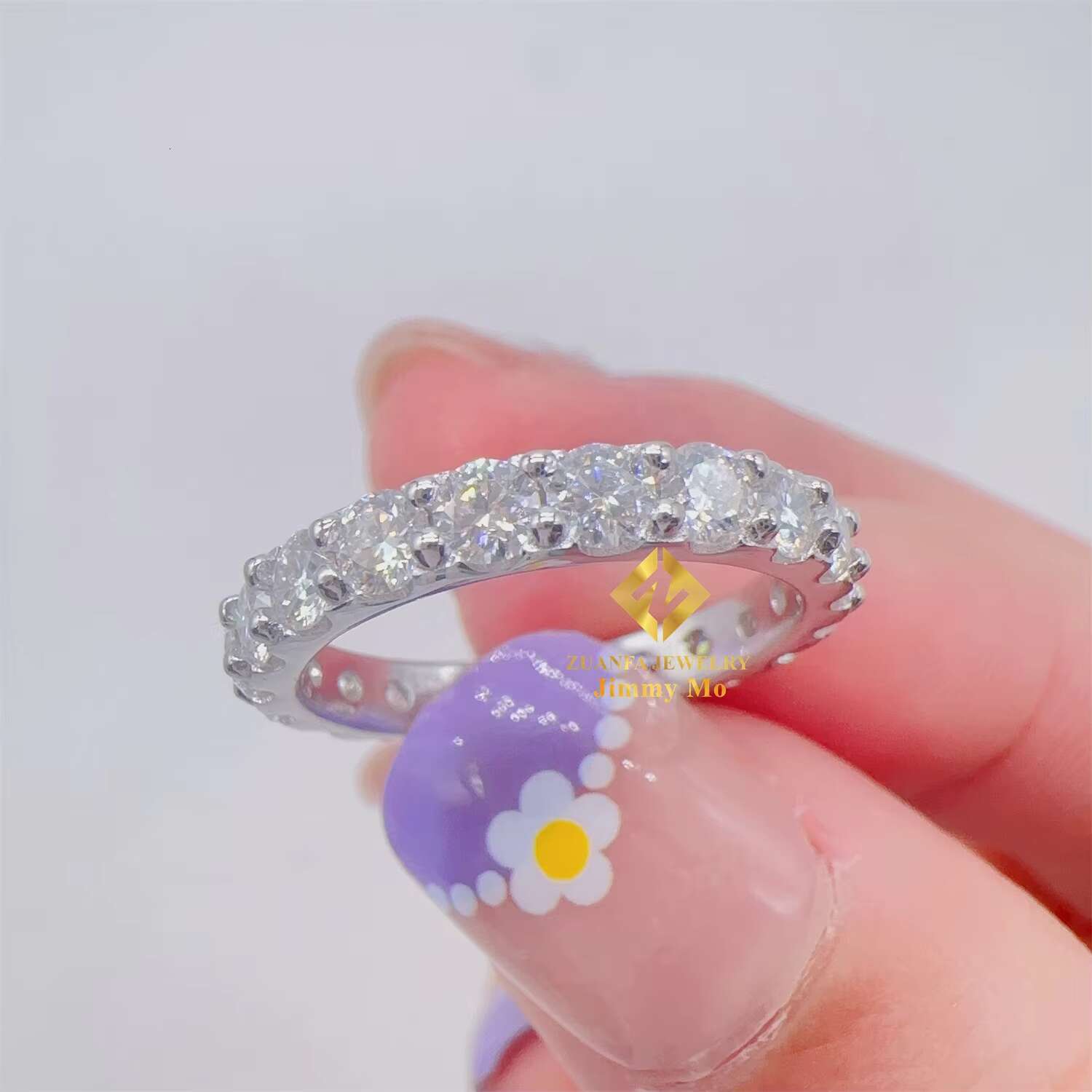 GRA Certificates 925 Sterling Silver Iced Out RIng Jewelry 3mm VVS1 Moissanite Engagement Ring Band Ring