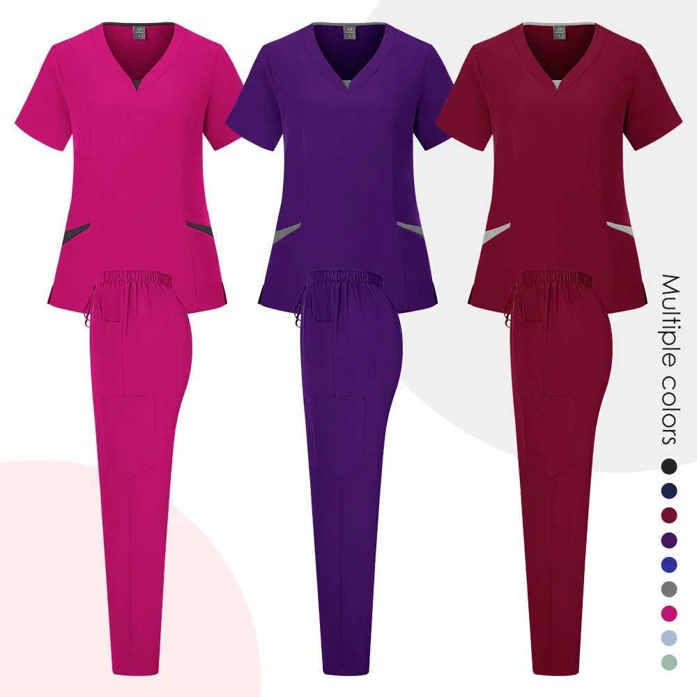 Medical Scrubs Sets Women Hospital Tops Pant Surgical Gowns Nurse Accesssories Dental Clinic Beauty Sn Spa Workwear Clothes X250410