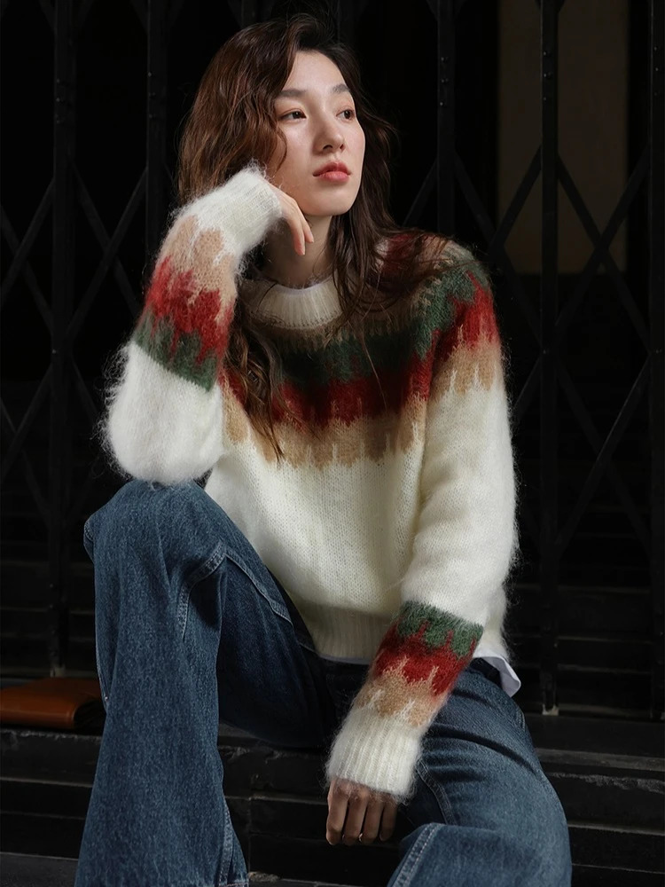 Christmas Red Sweater Autumn and Winter Lazy Wind Thick Retro Knitted Pullover Winter Clothes Women 251106