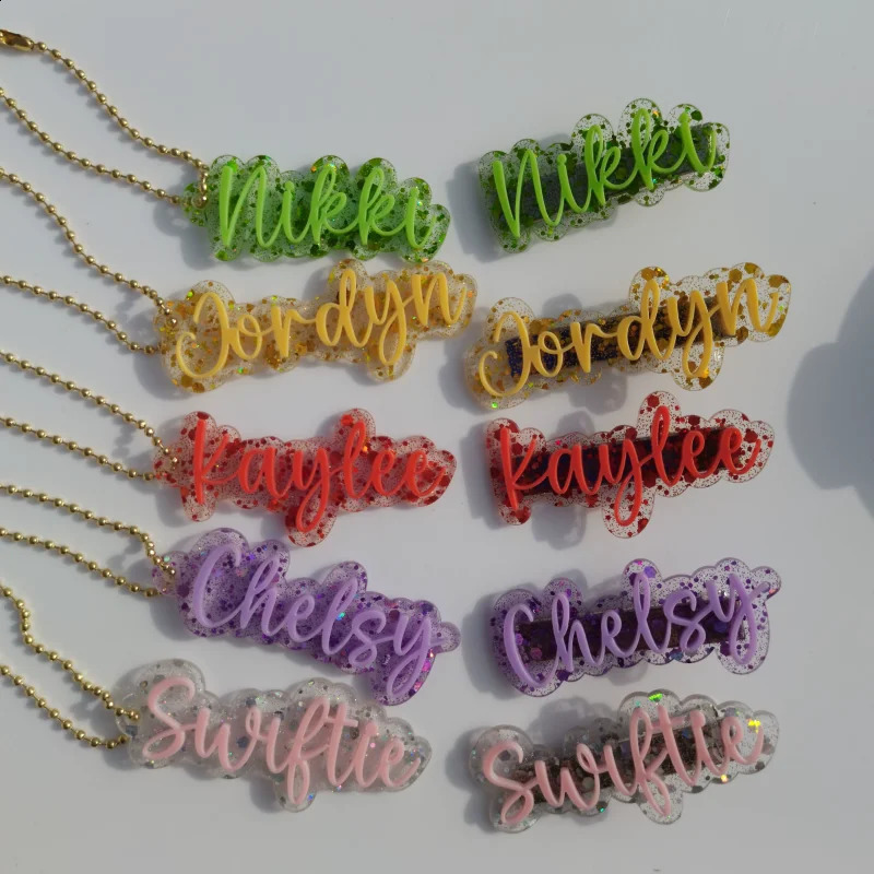 Customized Name Keychain Candy Color Acrylic English Letter Keychain 250409