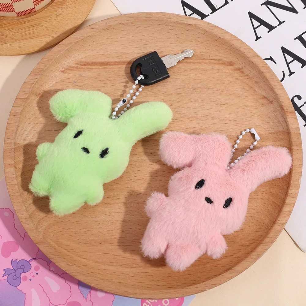 Cute plush rabbit keychain couple Y2K creative stuffed animal toy car backpack decoration personalized doll pendant keychain W250411