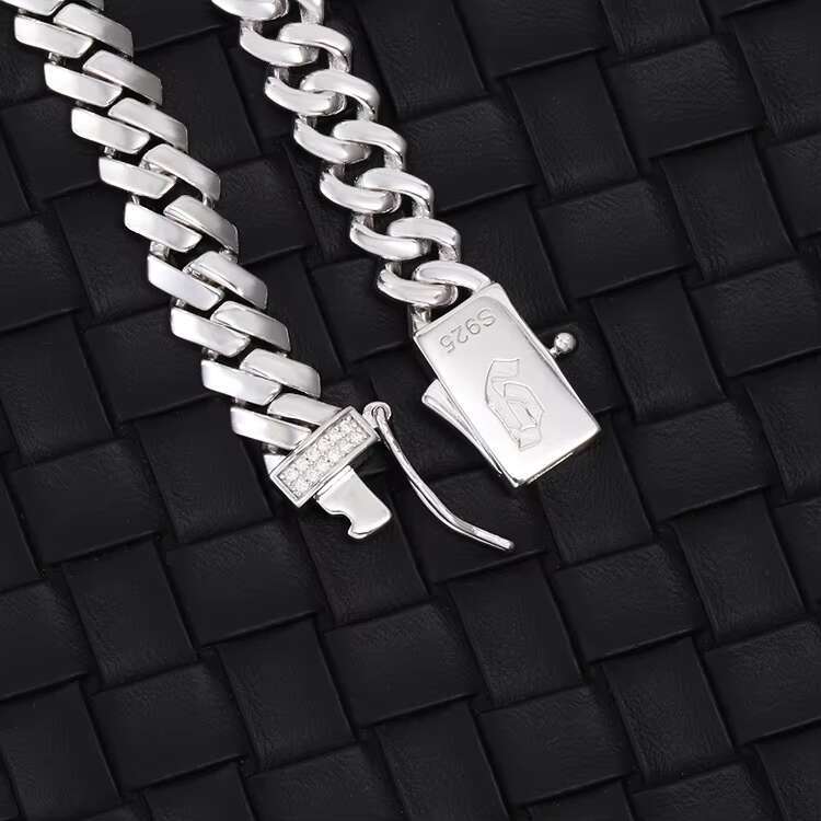 925 Solid Silver 18K Gold Plated 10mm 12mm Wide Cuban Link Bracelet Cuban Chain for Hip Hop Jewelry