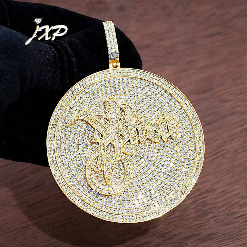 Custom Iced Out Moissanite Name Pendants Hot Selling Round Brilliant Cut 925 Silver Hip Hop Pendant Customizable