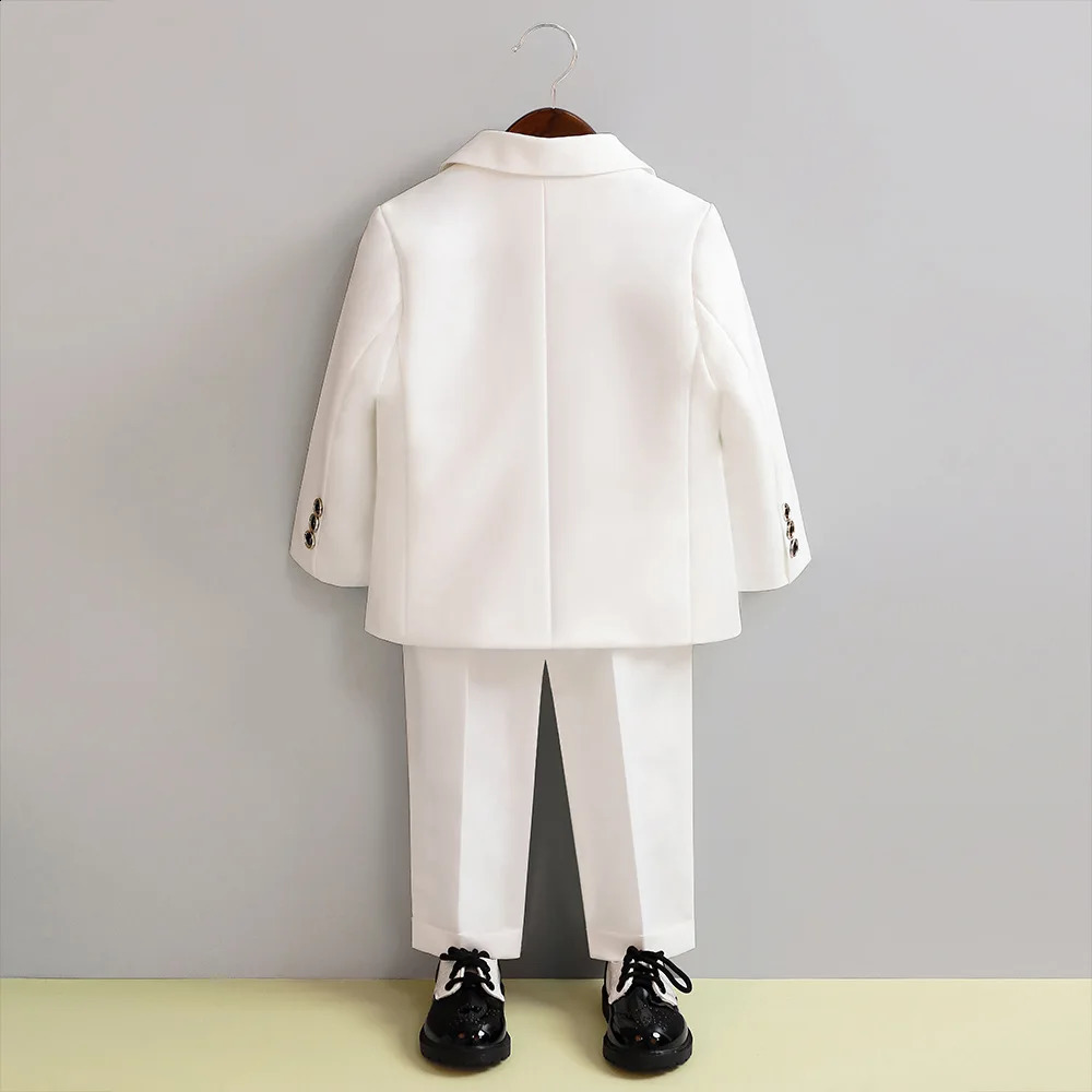 Children Boy White Wedding Suit Kids Suit For Boys Elegant Formal Suits For Children 4 To 10Y Kids Boy School Uniform Blazer Set 250410