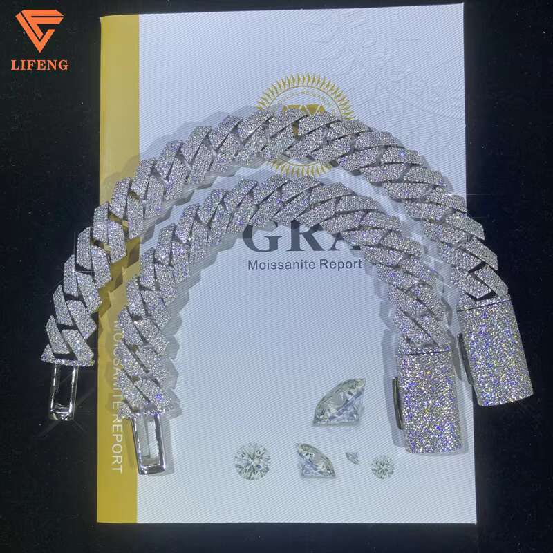 Fashion Jewelry Bracelets Bangles 15mm 925 Sterling Silver Iced Out DVVS Moissanite Cuban Bracelet Custom Womens Bracelet