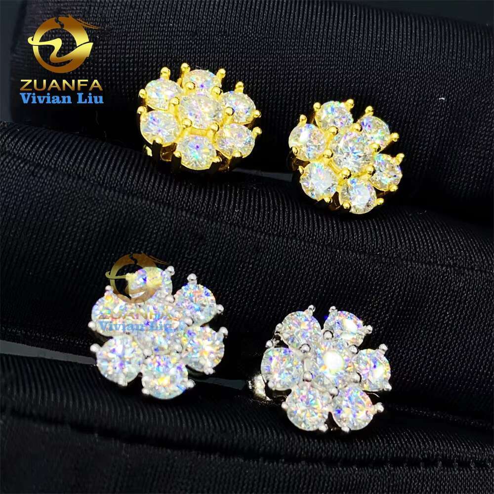 ZUANFA Jewelry High Quality 925 Sterling Silver Hot Selling Fashion Jewelry Vvs Moissanite Diamond Jewelry Stud Earrings