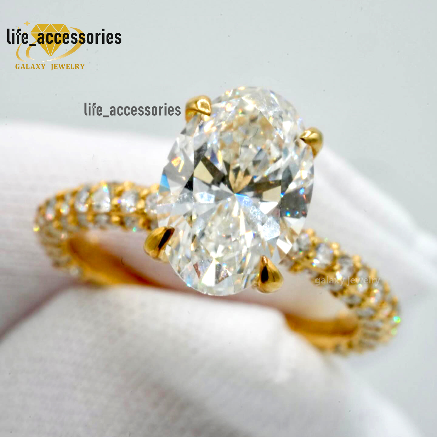 Fine Jewelry Women Engagement Ring Oval Diamond 2ct Fashion 14k Real Gold Halo Lab Grown VVS Moissanite Wedding Ring
