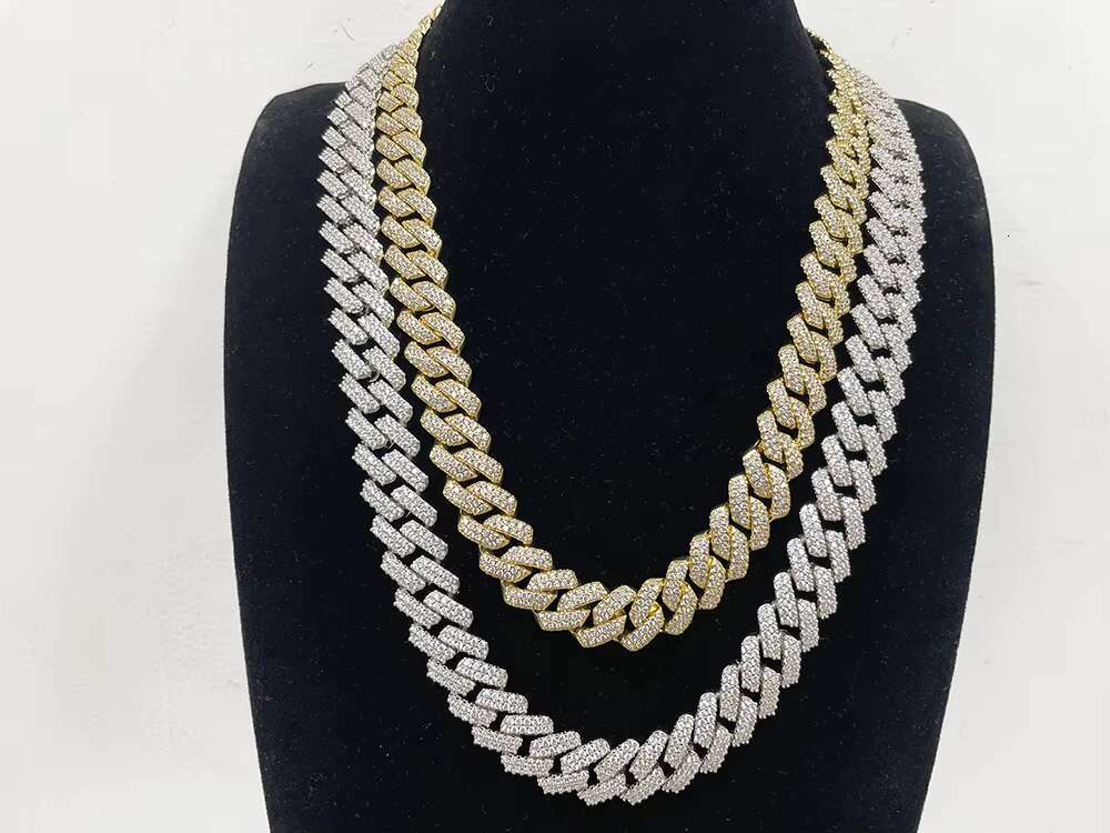 Pass Diamond test 2rows 8/10/12mm Hip Hop Cuban Link Chains Solid 925 Silver GRA Moissanite Chains for Men Bracelet Necklace
