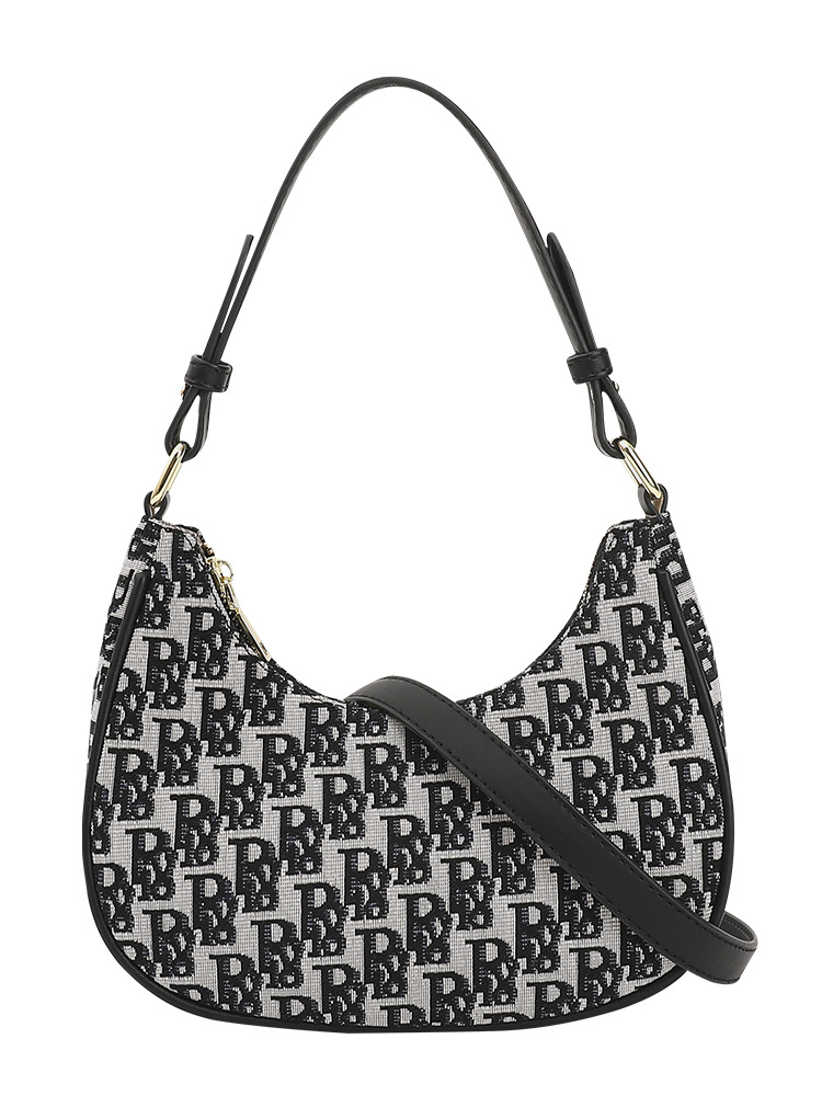 French new trendy high-end textured slanted single shoulder bag underarm bag niche women's bag crescent bag