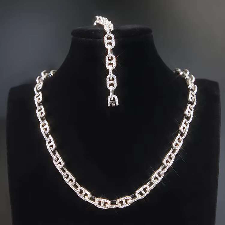 Fashion Style Pig Nose Infinity Links High Quality Moissanite Cuban Link Chains 925 Sterling Silver Chains Bracelet Necklace