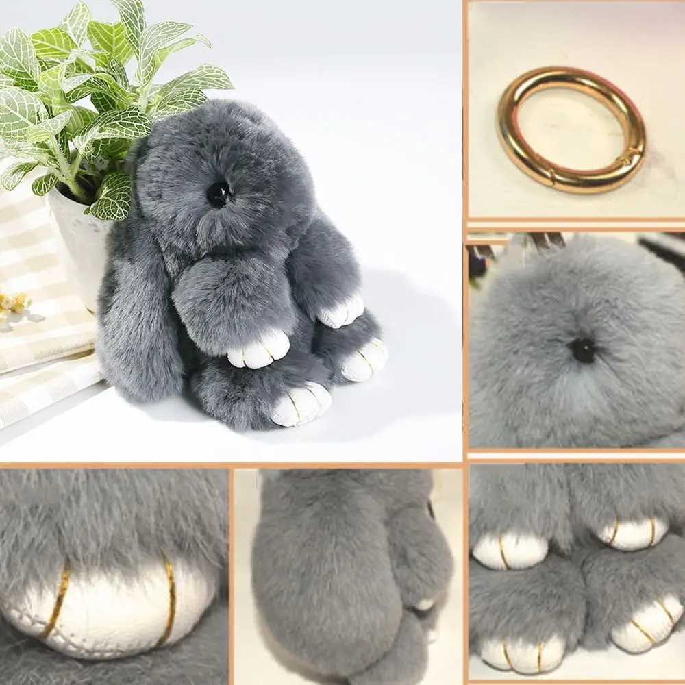 New Rex Rabbit Fur Cute Animal Rabbit Pom Ball Toy Handbag Pendant Cute Plush Rabbit Keychain Rabbit Fur Pendant Boys and Girls Gift W250411
