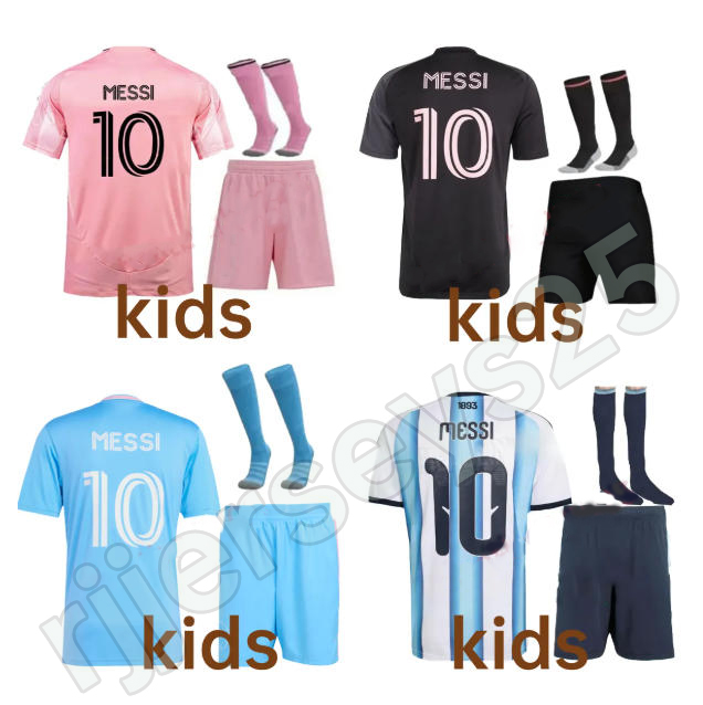 25 26 MessiS Kids Football Kits - Soccer Jerseys for Ages home Away Blue Red