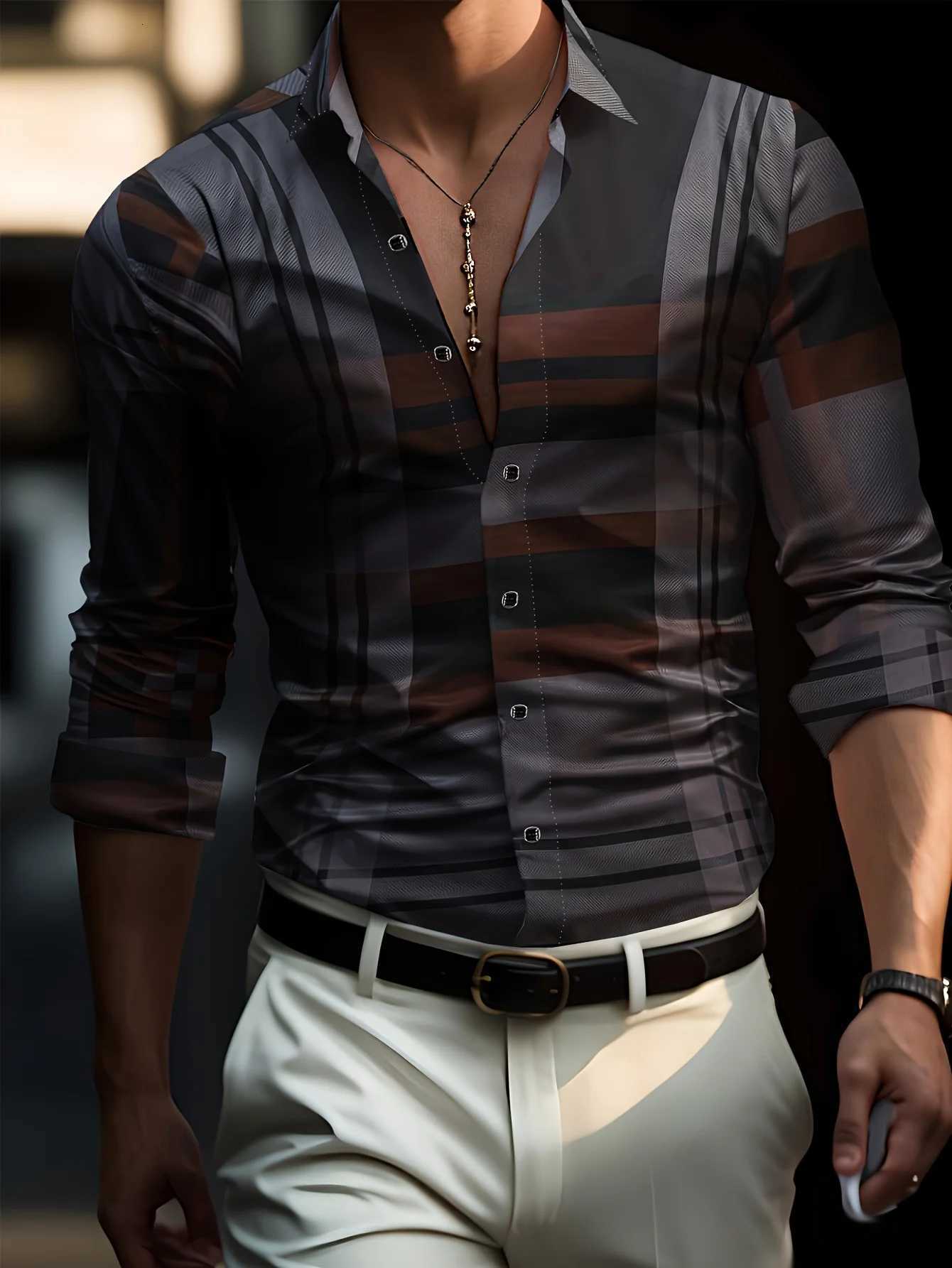 Mens Stylish Long Sleeve Casual Lapel Shirts Casual Tops Breathable Full Sleeve Shirt For Men Daily Basic Business Shirt K251110