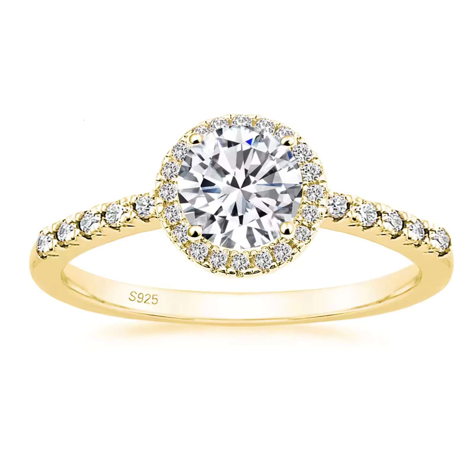 Womens Stylish 925 Sterling Silver Wedding Rings 18K Gold Plated Moissanite Engagement Customizable Accessory Trendy Parties