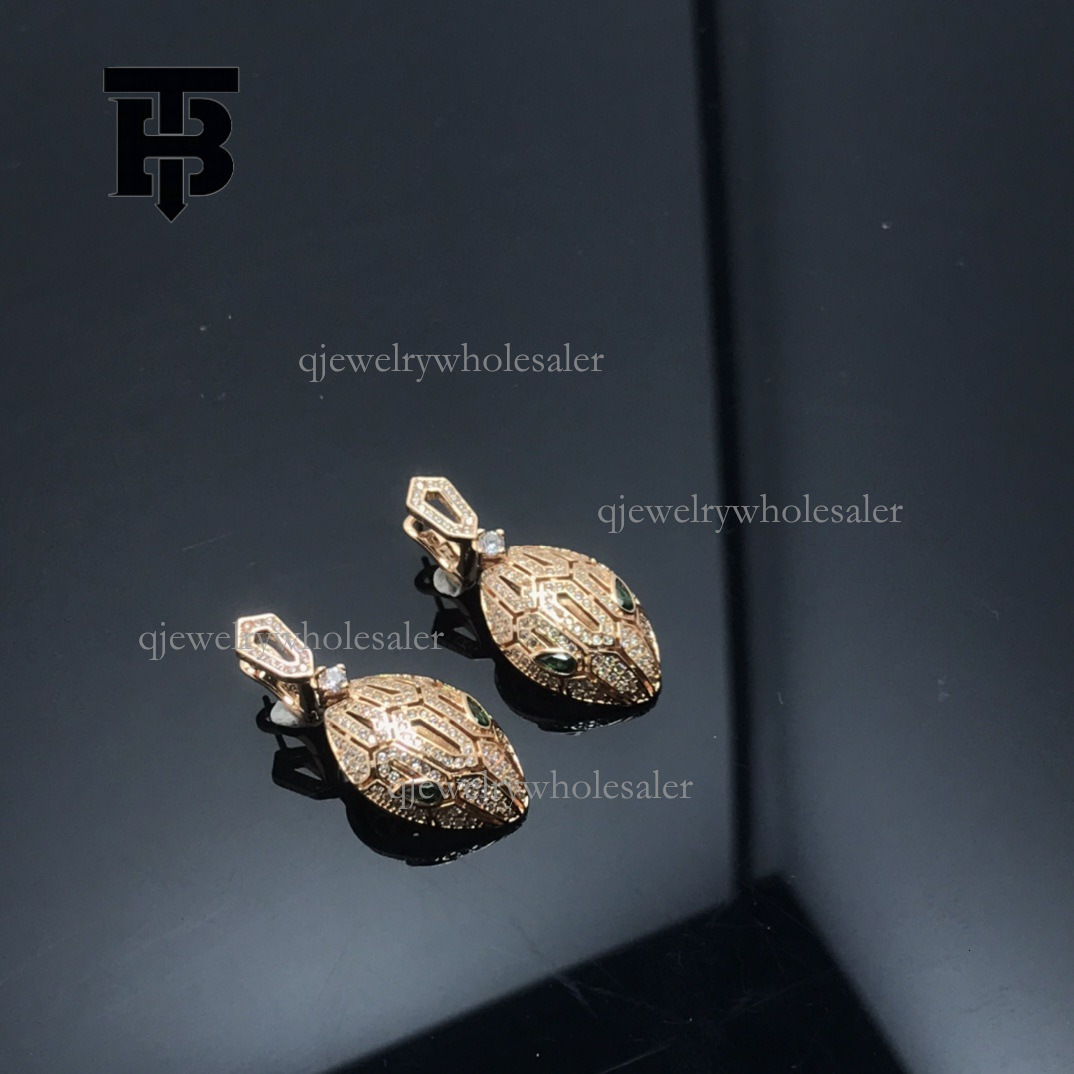 TB BHULAMTE Designer Earrings European And American New Trendy Women's Snakehead Full Diamond Earrings High Luxury Jewelry Fashion Gift