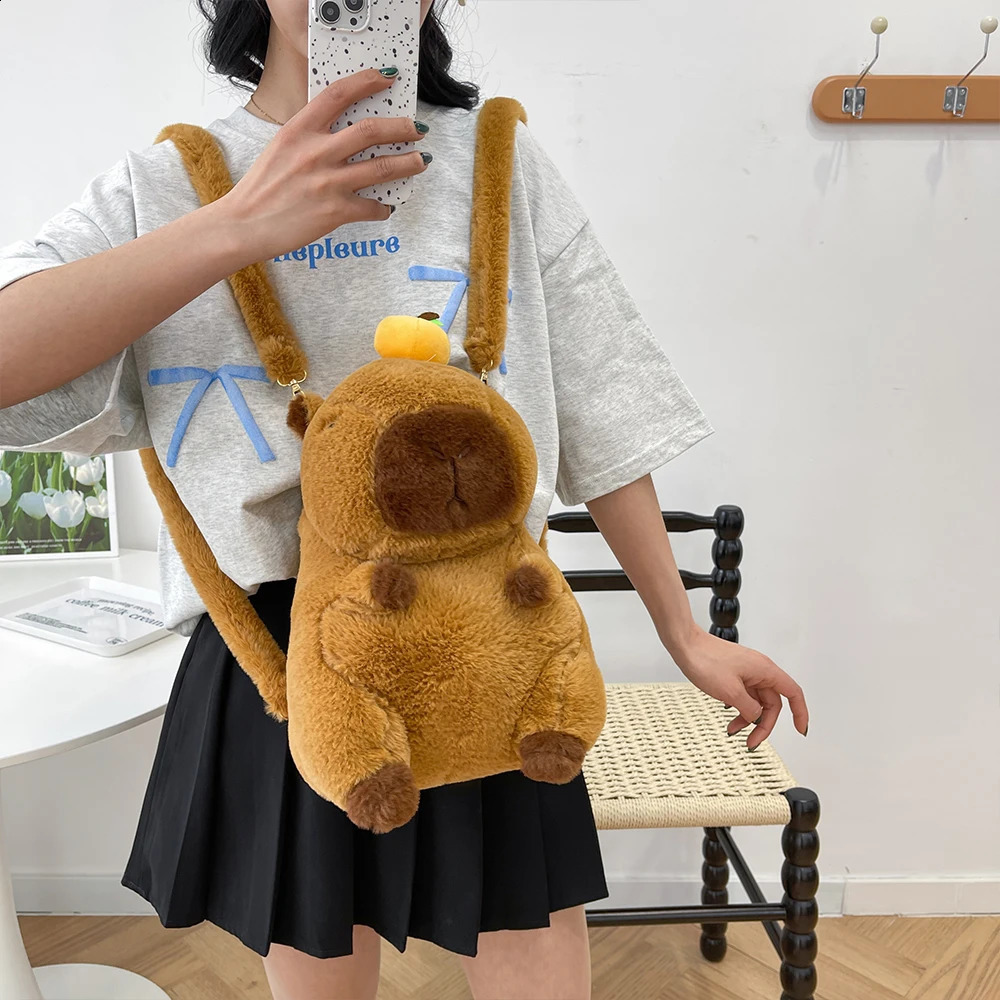 Kawaii Plushie Doll Capybara Plush Backpack Handbag Childrens Bag Toy Shoulder Bag Mini Knapsack Bags Gifts For Girlfriend 250407