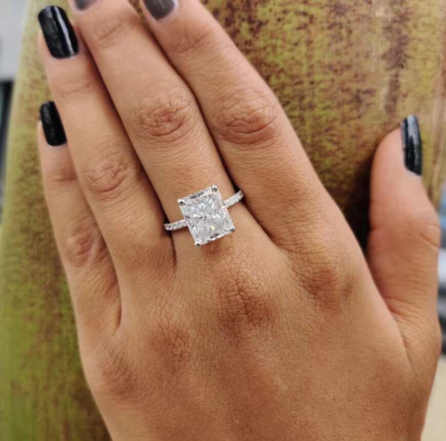 5.94 CT Radiant Cut Colorless Lab Diamond Engagement Ring Moissanite Jewelry Ring