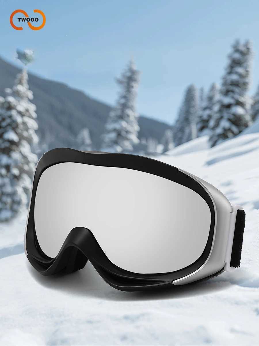 Mens Womens Outdoor Double-Layer Anti-Fog Ski Goggles Spherical Design PC Frame Silicone Lenses Snow Sports K251110