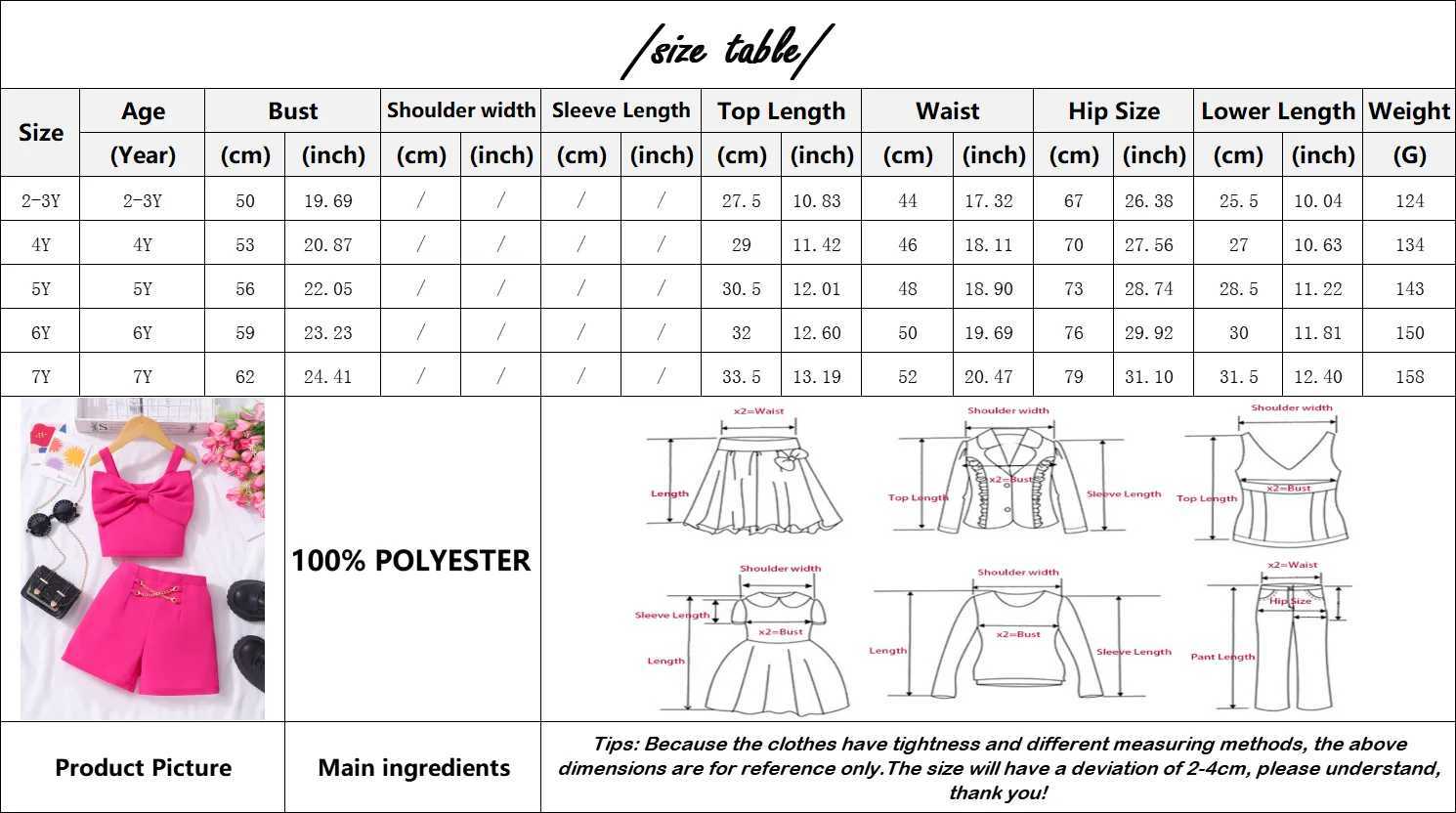 Rose Red Childrens Clothing Set Summer Bow Vest+Shorts 2PCS Cute Fashion Casual Preschool Girl Set 2 3 4 5 6 7 YrsXJ250410
