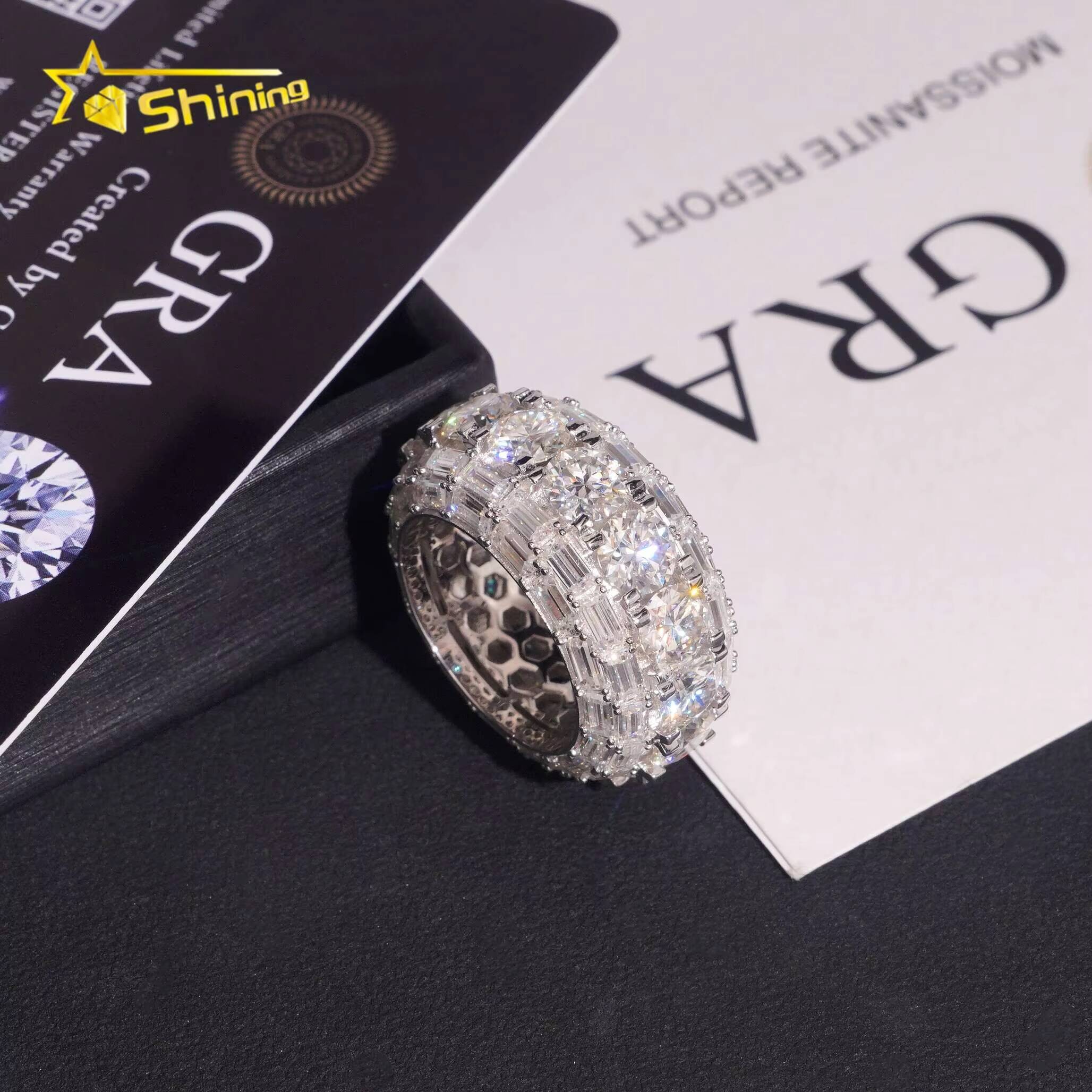 New Arrival Pass Diamond Tester Wholesale Silver 925 VVS Moissanite Fully Iced Out Wedding Ring Engagement Eternity Band Ring