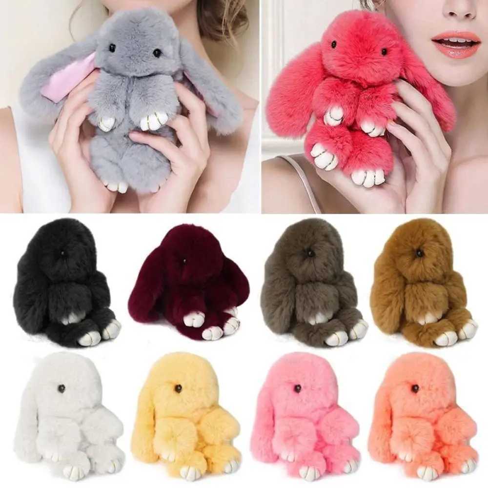 New Rex Rabbit Fur Cute Animal Rabbit Pom Ball Toy Handbag Pendant Cute Plush Rabbit Keychain Rabbit Fur Pendant Boys and Girls Gift W250411