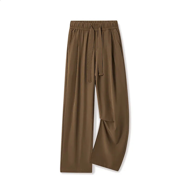 Mens casual loose straight pants with elastic waist and long jogging distance Korean classic blue black gray mens Trouser Plus size 250411Z