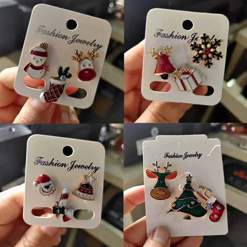 Fashion Xmas Brooch Badge Set for Women Christmas Pins Snowman Snowflake Deer Bell Hat Sock Tree Cartoon Cute Jewelry Kids Gift 251103