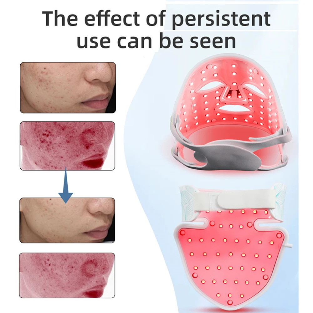 LED Facial Mask with Neck 8 color Near-infrared Red Facial and Neck Pon Oil Control Skin and Rednes 251105